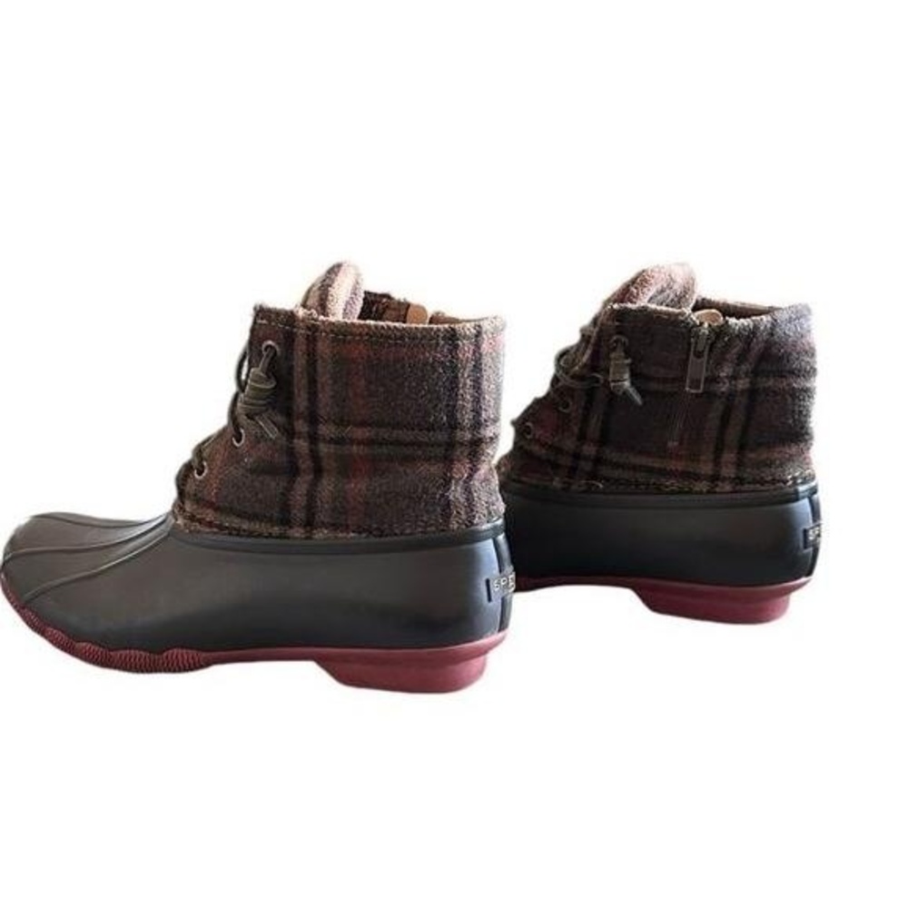 Sperry Womens Saltwater Brown Plaid‎ Duck Boot Waterproof Outdoor Size 9 - Picture 5 of 9